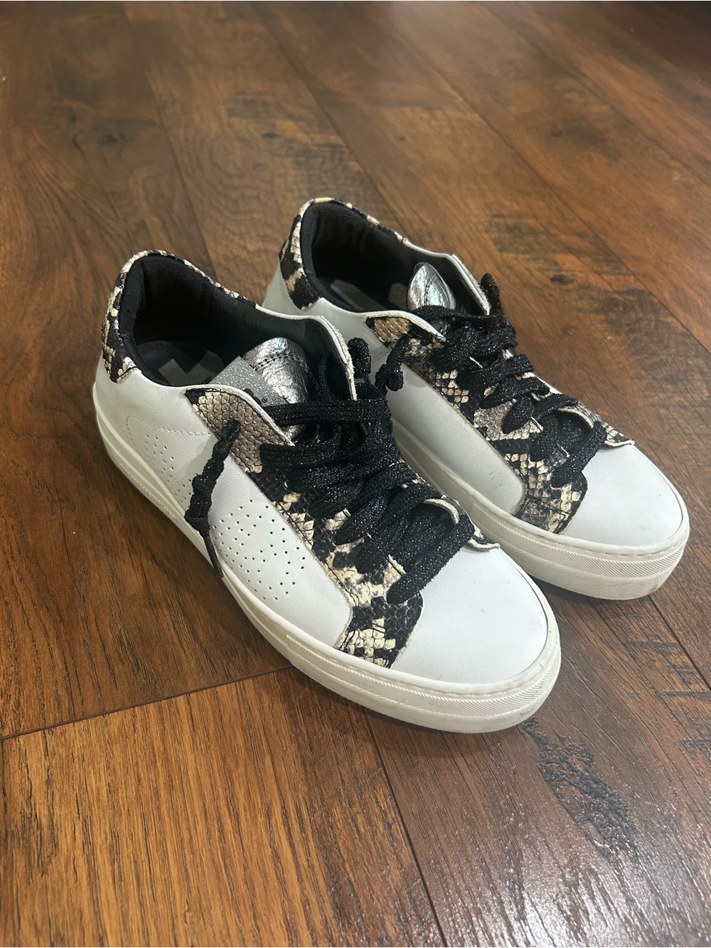 P448 Thea Snake Print glitter platform sneakers